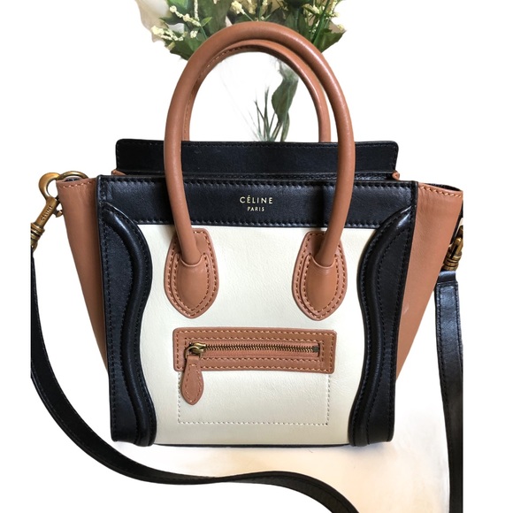 100% Authentic CELINE Nano Tricolor Luggage Tote